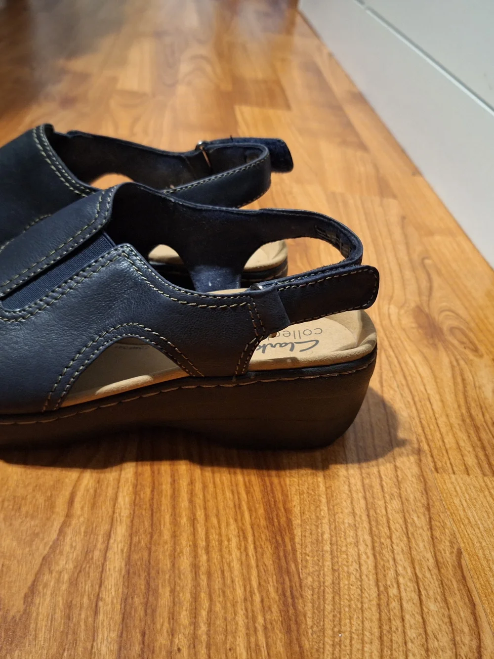 Clarks Navy Leather Slingback Sandals